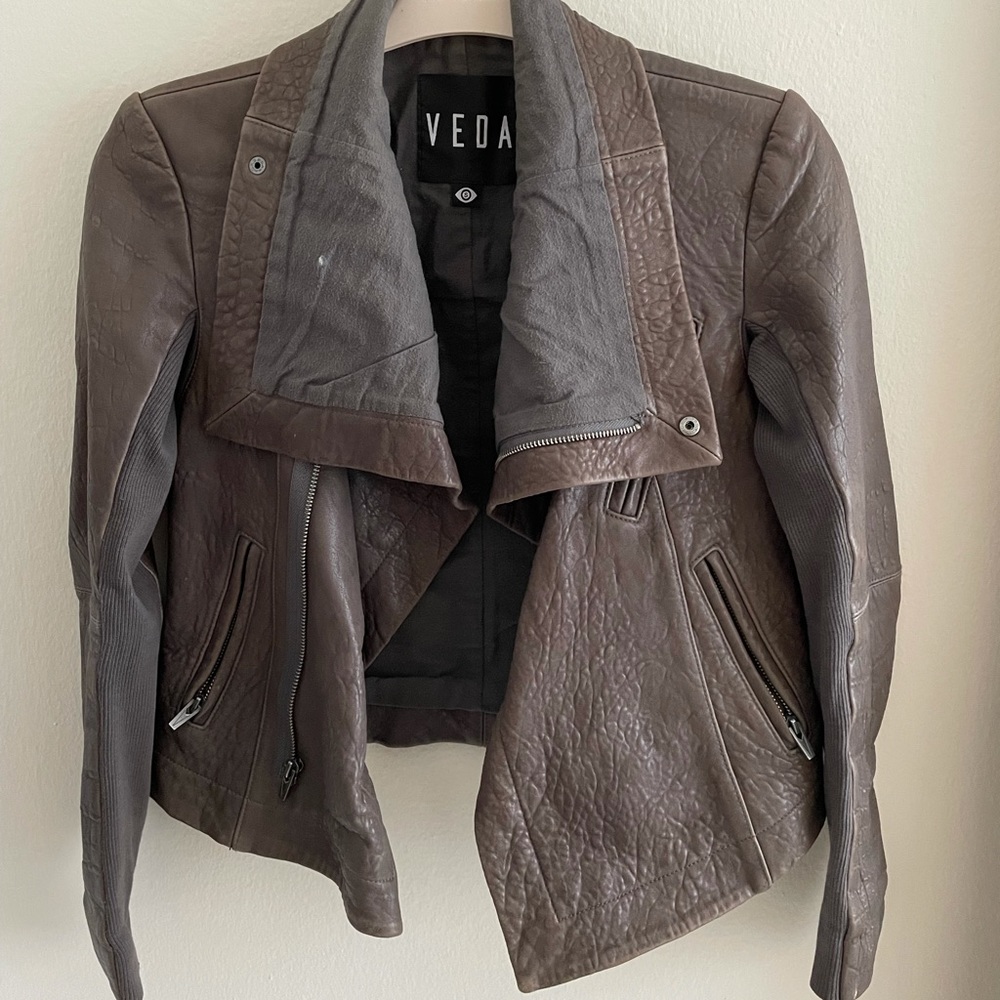 Veda grey leather jacket